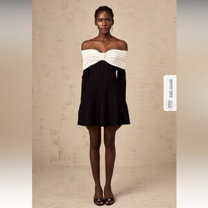 Balmain style black off-shoulder bow knit mini dress - Size L runs small like M